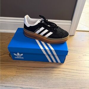 Women’s Adidas Gazelle Bold Core Black/Could White Sneakers with Gum Sole